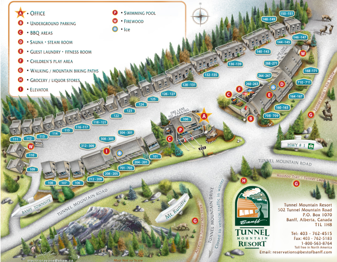 Tunnel Mountain Resort map